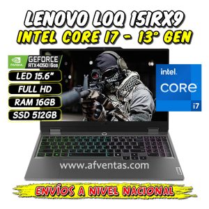 Laptop Gaming Lenovo LOQ 15IRX9 - 83DV00FKLM | Venta de Laptops Lenovo Gamer | AF Ventas Peru
